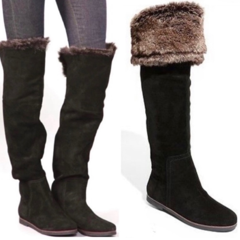 Sam Edelman black Suede and faux fur trim boot